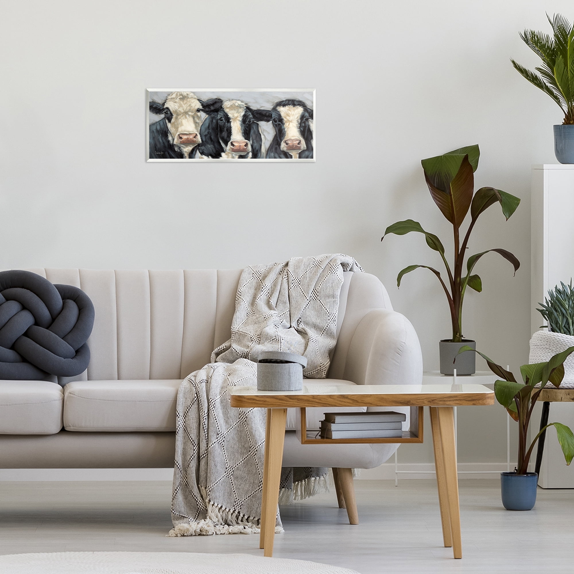 Stupell Industries Ink & Ivory Cow Trio Wall Plaque Art, design by Sara G. Designs