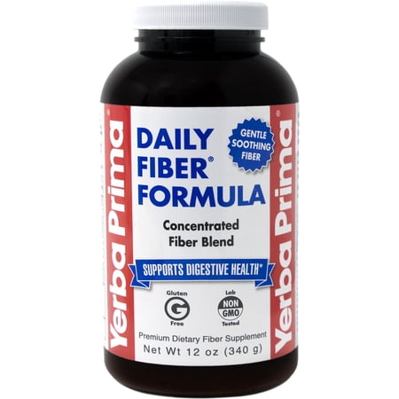 Yerba Prima Daily Fiber Formula Powder - 12 oz - Digestive Support Supplement - Soluble & Insoluble Dietary Fiber Supplement - Vegan, Non-GMO, Gluten-Free