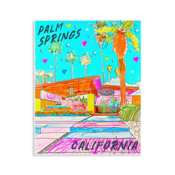 Stupell Industries Palm Springs Villa Doodle Cities & Countries Painting Unframed Art Print Wall Art, 11 x 14