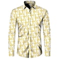 thumbnail image 5 of Camisas de moda para hombre, divertidas camisetas con estampado de letras, solapa con botones, cárdigan informal de manga corta y larga, ropa de calle de hip hop, camisa, 5 of 5