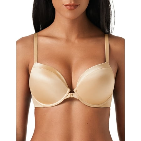 Deyllo Women s Push Up T-Shirt Bras Full Cup Padded Plunge Underwire Support Lift Up Add One Cup Seamless Bra Nude 32B