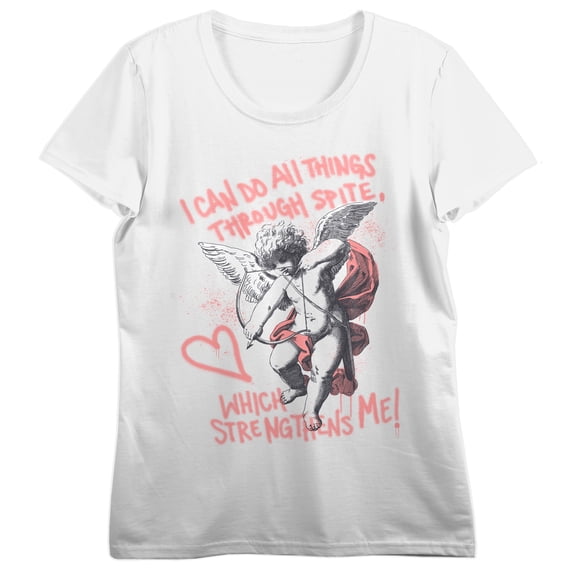 I Can Do All Things Through Spite Which Strengthens Me Women's White Crew Neck Short Sleeve T-shirt -Medium