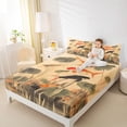 thumbnail image 4 of Homewish Gold Fish Full Size Sheets,Lotus Leaves Bed Sheets,Brown Green Sheet Sets For Kids,Breathable Home Decor,4pcs, 4 of 7