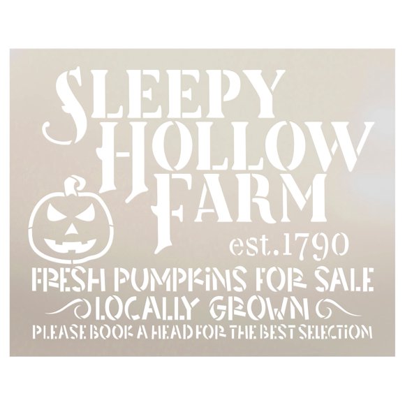 Sleepy Hollow Farm Fresh Pumpkin Stencil - USA Made DIY Home Decor for Fall - Perfect for Pumpkin Patch Crafts and Painted Wood Signs - Available in 13.75 x 11 Inches