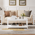 thumbnail image 2 of Fullfurnique 2 Tier Coffee Table with Storage Shelf for Living Room, White, 2 of 9