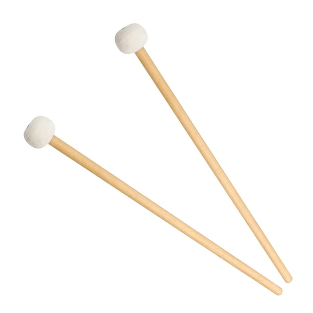 1 par de mazos para timbales con cabeza de fieltro y mango de madera (blancos)