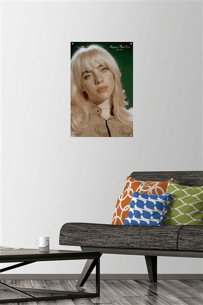 Billie Eilish - Headshot Wall Poster with Push Pins, 14.725" x 22.375"