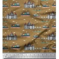 thumbnail image 1 of Soimoi Poly Georgette Fabric Ship,Castel & Bridge Architectural Print Fabric by Yard 42 Inch Wide, 1 of 1
