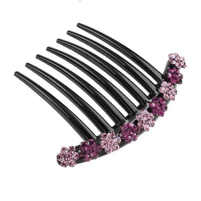 Peineta con flor de diamantes de imitación Peines para el cabello Peines con pinza Peine con enchufe Peine con enchufe Púrpura
