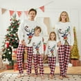 thumbnail image 2 of Sunloudy Family Matching Christmas Pajamas Sets Long Sleeve Deer Print Tops + Plaid Pants Casual Fall Sleepwear Loungewear, 2 of 7
