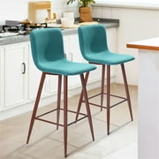 FurnitureR Contemporary 29'' Height Barstool Set of 2, Full Back Support Gold Legs Multi-colors