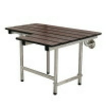 Kingston Brass KBSS2821PMW Adascape 28" x 21" Wall Mount Fold Down Shower Seat with Additional Floor Supports, Dark Mahogany Wood Grain/SS