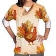 thumbnail image 3 of Feancey Nursing Shirts for Women Funny Turkey Print Scrub Tops Thanksgiving Short Sleeve V Neck Working T-Shirt Holiday Nurse Casual Loose Scrubs with Pockets Multicolor XL, 3 of 7