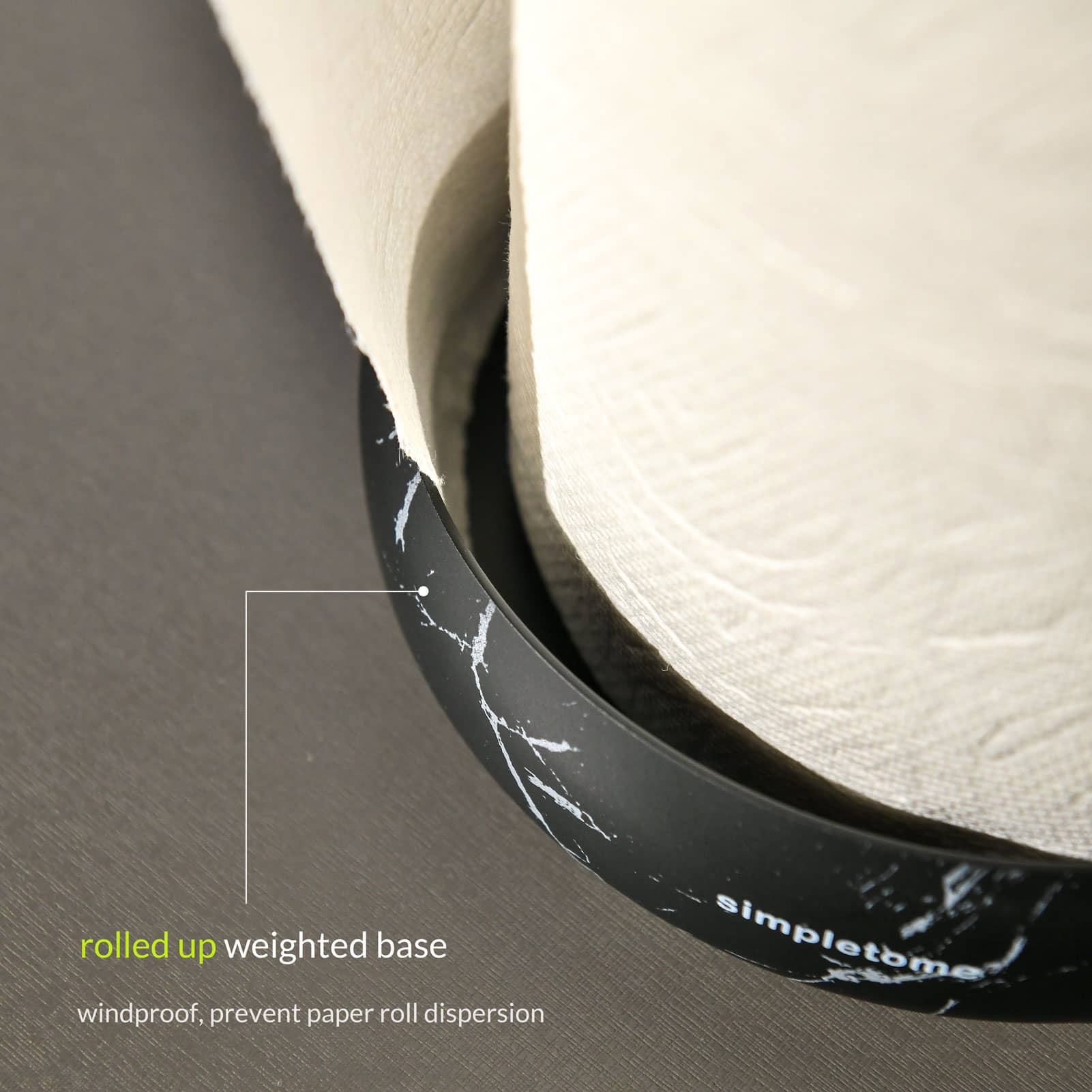 simpletome Paper Towel Holder Countertop ONE HAND Tear Keep It Rolled Up Weighted Base