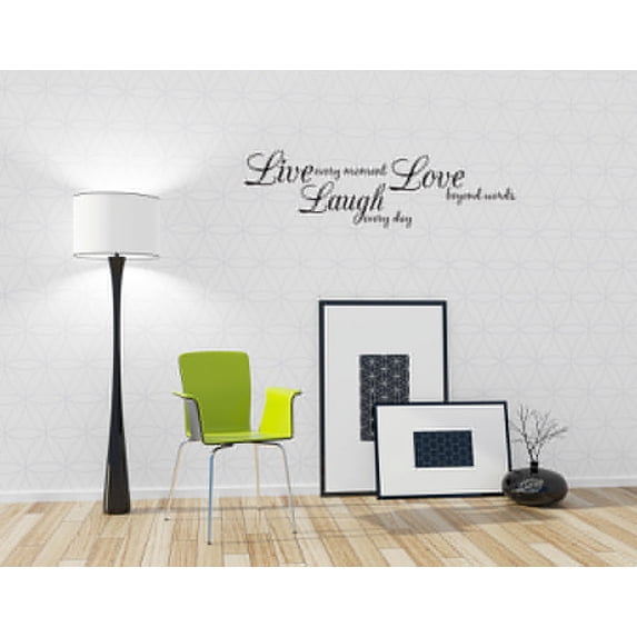 Empresal Live Every Moment Laugh Everyday Love Beyond Words Vinyl Wall Decal Quote Black 28"Hx13"W J129