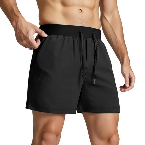 Men's Running Shorts with Zipper Pockets 7"/5"/9", Lightweight, Comfortable Stretch Twill, Ideal for Gym/Workout, Polyester Material