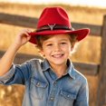 thumbnail image 5 of Kids Western Hats Boys Girls Cowboy Leather Buckle Felt Cowgirl Hat Cowboy Red Bandanas,One Size, 5 of 5