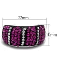 thumbnail image 3 of Womens Black Ring Anillo Para Mujer 316L Stainless Steel Ring with Top Grade Crystal in Fuchsia Antoinette, 3 of 4