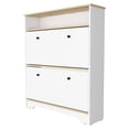 thumbnail image 1 of FM FURNITURE Brandford 2-Shelf Engineered Wood Shoe Rack in Light Oak/White, 1 of 7