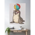 thumbnail image 2 of Cool Seal Balancing Beach Ball Poster Wall Art, Modern Wall Decor For Living Room Bedroom, 16x24 UNFRAMED, 2 of 3