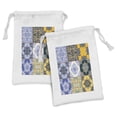 thumbnail image 1 of Moroccan Fabric Pouch Set of 2, Portuguese Tile Patterns Various Tones Textures Bohemian Print, Small Drawstring Bag for Toiletries Masks and Favors, 9" x 6", Multicolor, by Ambesonne, 1 of 2