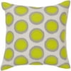 Art of Knot Amory Hand Crafted Satin Embroidery Circles Linen Decorative Pillow with Poly Filler, Lime