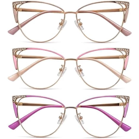 3 Pack Blue Light Blocking Glasses Women Cat Eye Frame Computer Gaming Office