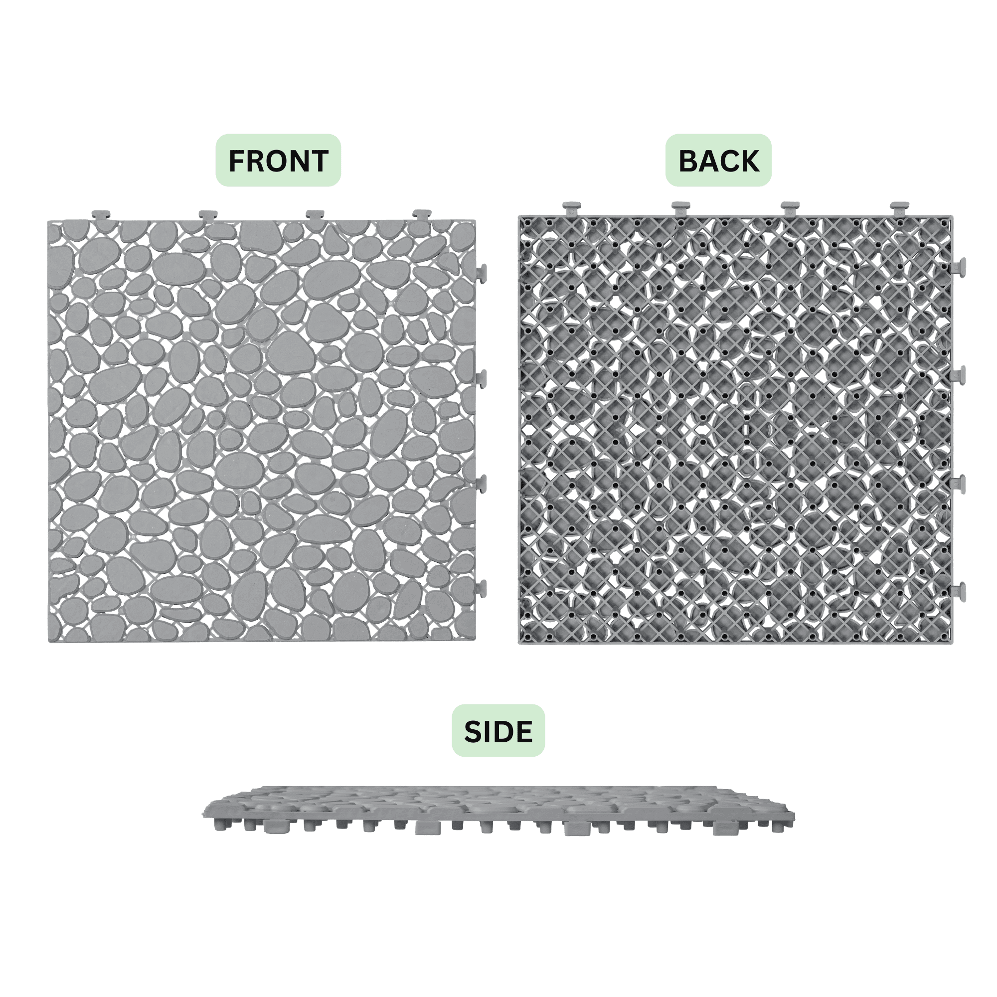 Gray Interlocking Deck Tiles Plastic Waterproof for Outdoor Bathroom Shower Balcony Porch Pack of 24