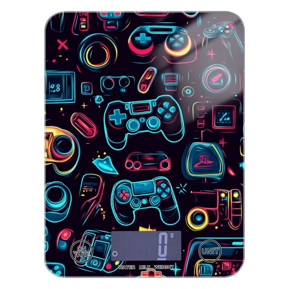Digital Kitchen Food Scale Weight Grams Oz for Baking Cooking Coffee 11lb 0.05oz/1g Glass Neon Game Controllers