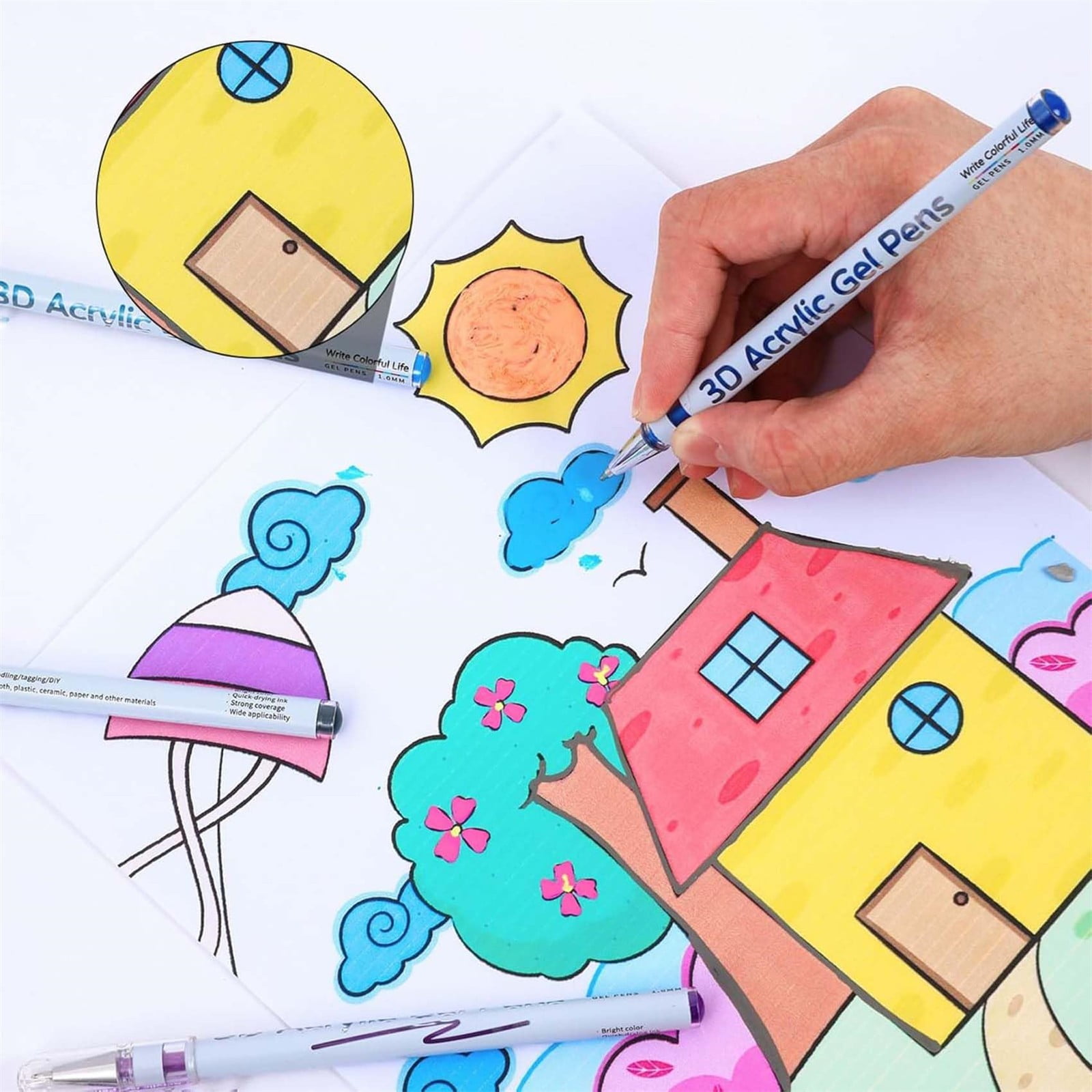 Made of Plastic, Pen Acrylic Gel Pens with High Aesthetic Appeal in Trendy Style Fast Drying 1Mm for Smooth Writing and Color Layering Great for Students Handwriting and Marking Needs（1Ml）