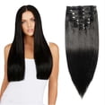 thumbnail image 1 of TopLLC Perruques Mode Femme Noir long Ensemble de Huit Pinces Cheveux Réels Cheveux Humains long Cheveux, 1 of 6