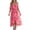 Pink, variant on Summer Dresses for Women 2026 Women's Fit and Flare Midi Dress Cold Shoulder Spaghetti Strap Wrap V Neck Floral Print Tie Waist Split Front Casual Wedding Guest Beach Sundress