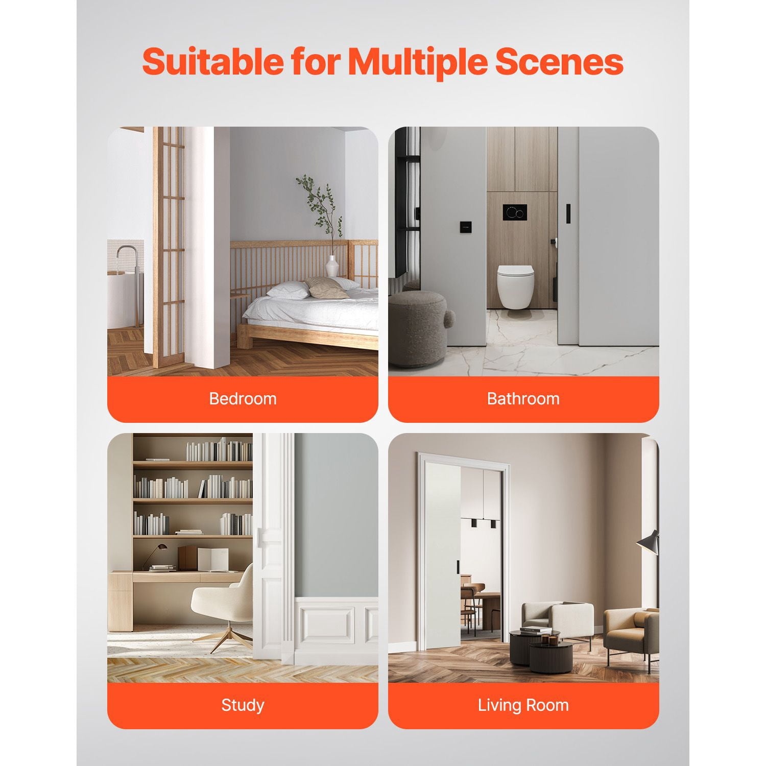 Pocket Door Track Kit 6ft Soft-Close Aluminum Alloy for 24-36 Inch Wide Doors Living Room Bedroom