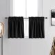 thumbnail image 5 of Cortina opaca FloreceBien para cocina, baño, sala de estar, aislamiento térmico, oscurecimiento de la habitación, cortina con bolsillo para varilla, 2 paneles (52" x 18" negro), 5 of 6