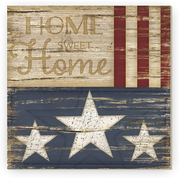 Home Sweet Home Patriotic Rustic Framed Wood Farmhouse Wall Sign 12x12 (Unframed)