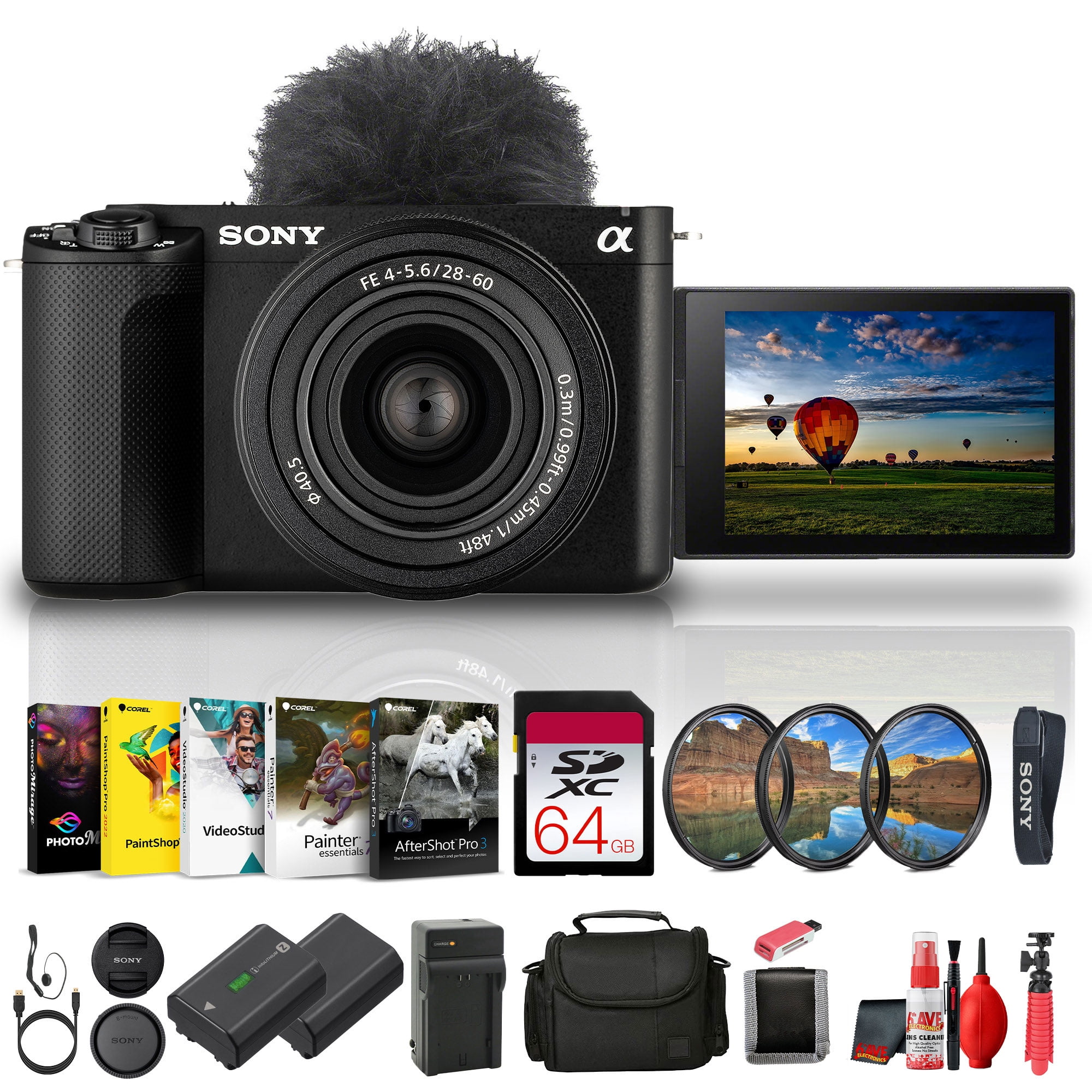 Sony Alpha a6400 Mirrorless Camera, Double Zoom Lens Kit, Black