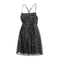 thumbnail image 6 of Suagox Womenacute;s Summer Mini Sling Dress Sleeveless Backless Cross Tie Up Sequins Spaghetti Strap Dress, 6 of 9
