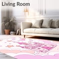 thumbnail image 2 of ODIKA 2'x3' Machine Washable Non-Slip Area Rug, Whimsical Castle Wonderland with Floating Stars and Playful Hearts Motif High Traffic Rug, Pink, 724624, 2 of 7