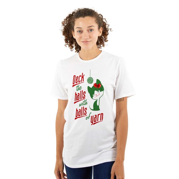 Deck The Halls with Balls of Yarn Womens Graphic T Shirt Tees Brisco Brands S