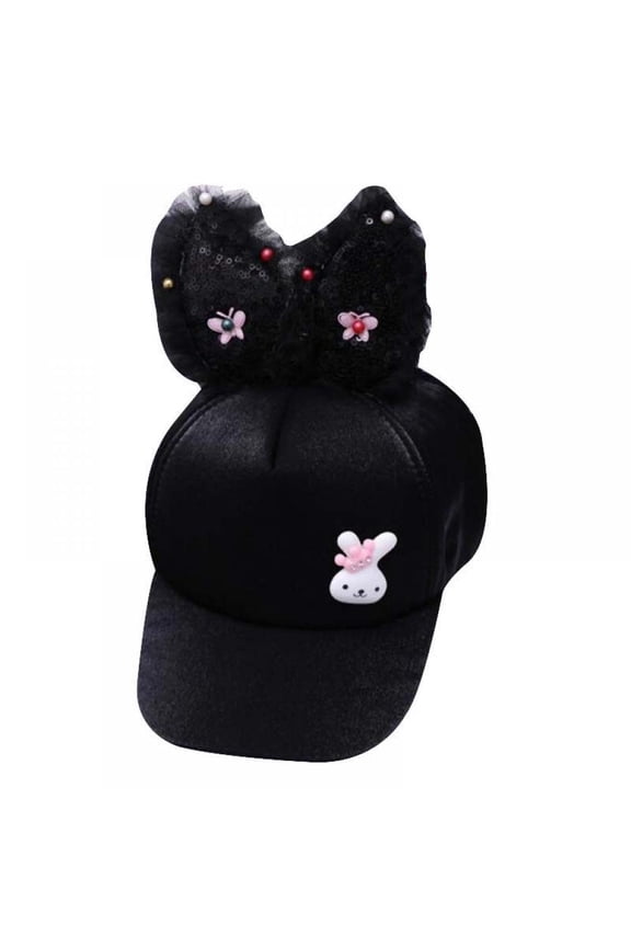 Kids Girls Boys Sparkle Sequins Mesh Baseball Cap Rabbit Ears Glitter Shimmer Peak Cap Adjustable Sun Hat