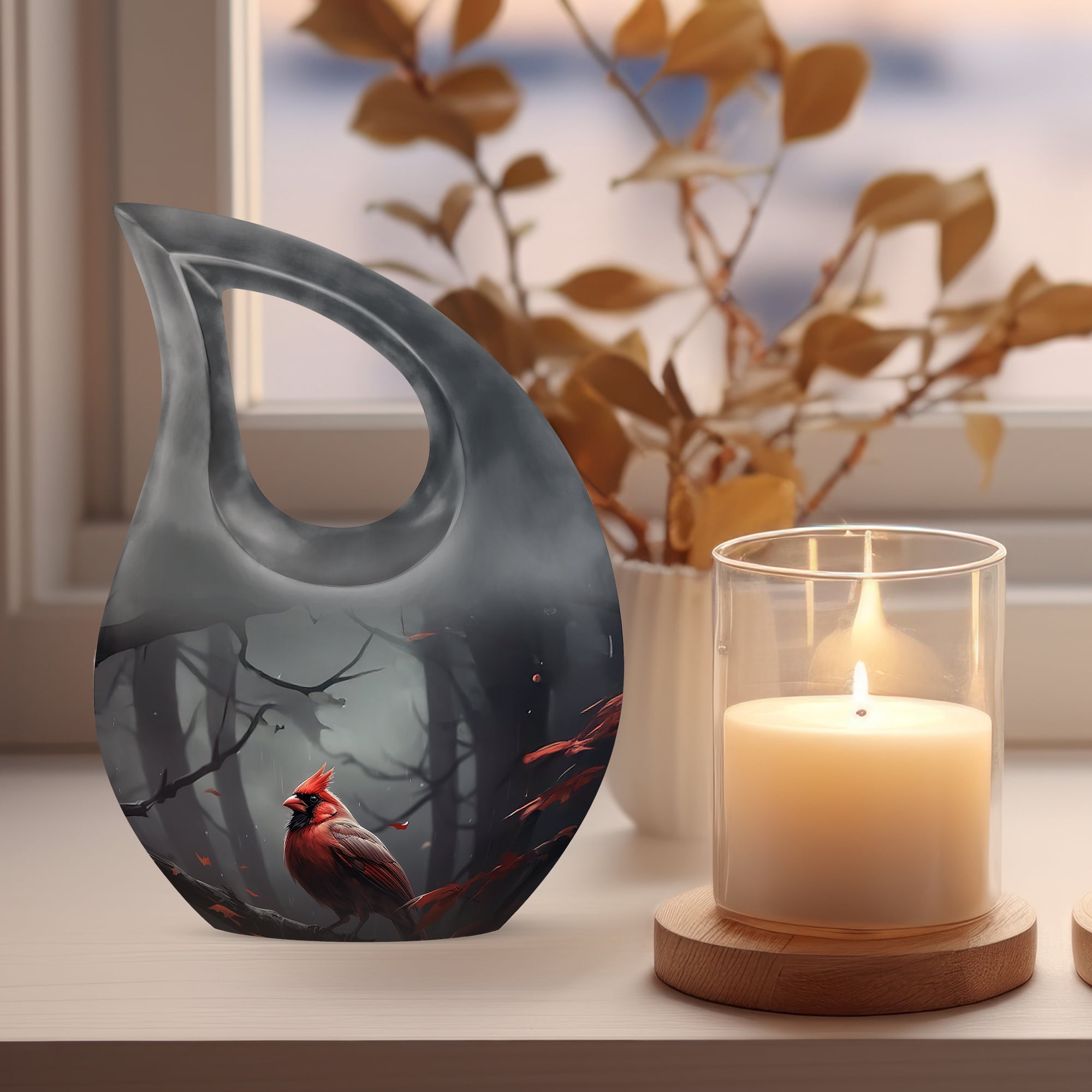 MUKTIVE Cardinal Bird Large Cremation urns for Human Ashes Adult Male - Burial Decorative urn for Human Ashes Adult Women - Memorial Decorative Ashes 10 inch