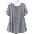 thumbnail image 5 of Admvng Shirts For Women Casual Solid Color Decorative Button Short-Sleeve Top S-2XL, 5 of 10