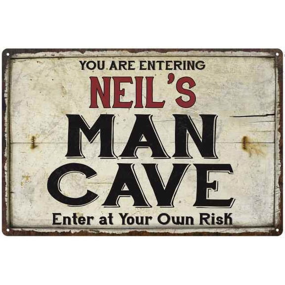 NEIL'S Man Cave Sign Rustic Garage Decor Gift 8x12 Metal 108120035237