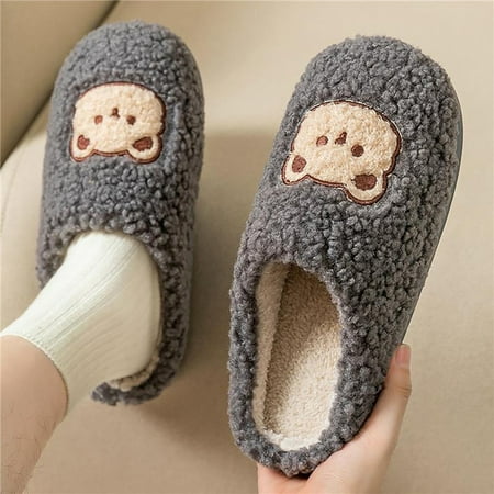 

PIKADINGNIS Upgrate Cute Animal Slipper For Women Girls Kawaii Fluffy Winter Warm Slippers Woman Cartoon Milk Cow House Slippers Funny Shoes
