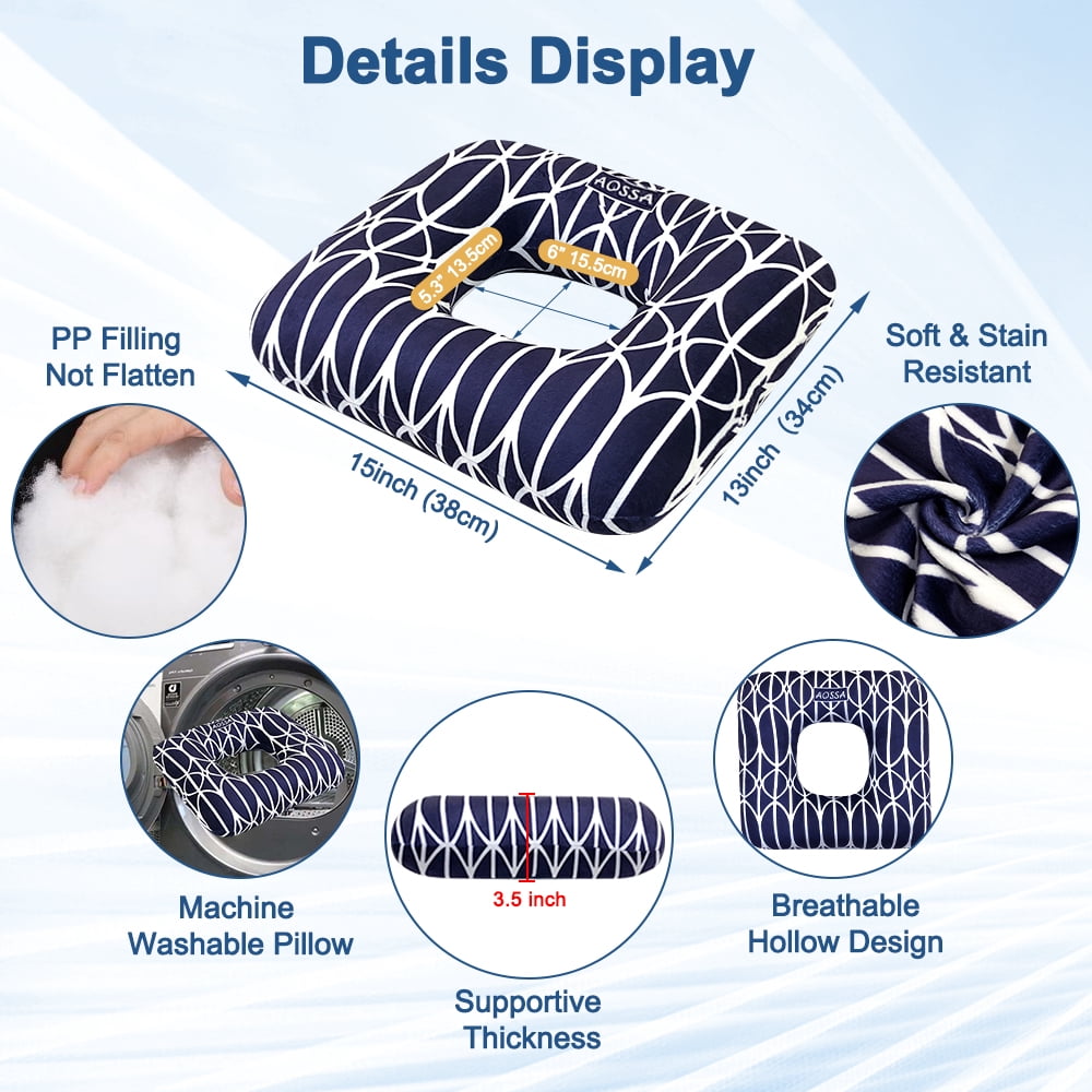 Hemorrhoid Cushion Donut Pillow for Tailbone Pain, Bedsore Relief, Pregnancy & Post-Surgery Support, Sciatica & Hip Pain Relief, Chair Seat Pad for Sitting & Ear Piercing
