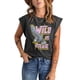 thumbnail image 3 of ABPHQTO Camiseta de patchwork con manga de sarape de leopardo gráfico con letras de animales para mujer, 3 of 5