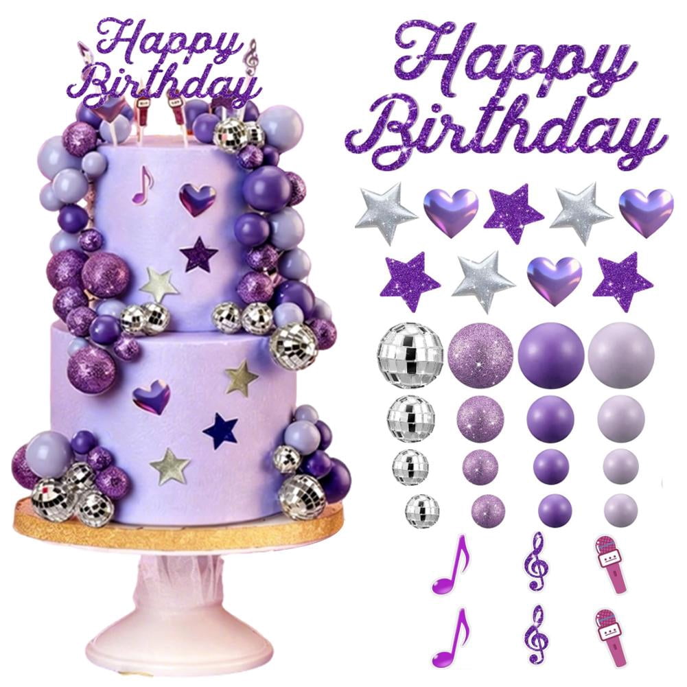 32 Pcs Cake Decorations With Mini Disco Ball, Singer Stars, Heart, Cake Toppers, Romantic Theme Birthday Party Cakes Decorating Celebrations Supplies