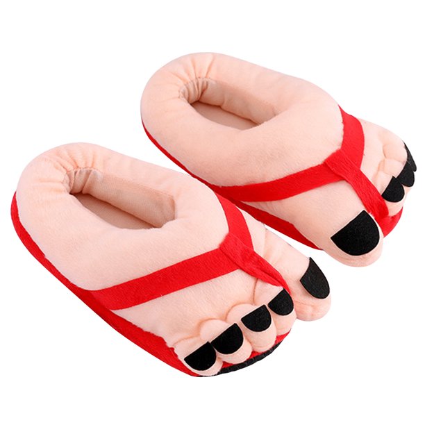 Zapatos Mullidos para Parejas Suaves Novedosas Peludas Dibujos Animados Divertidos Con Punta Antideslizantes Cómodos Interior