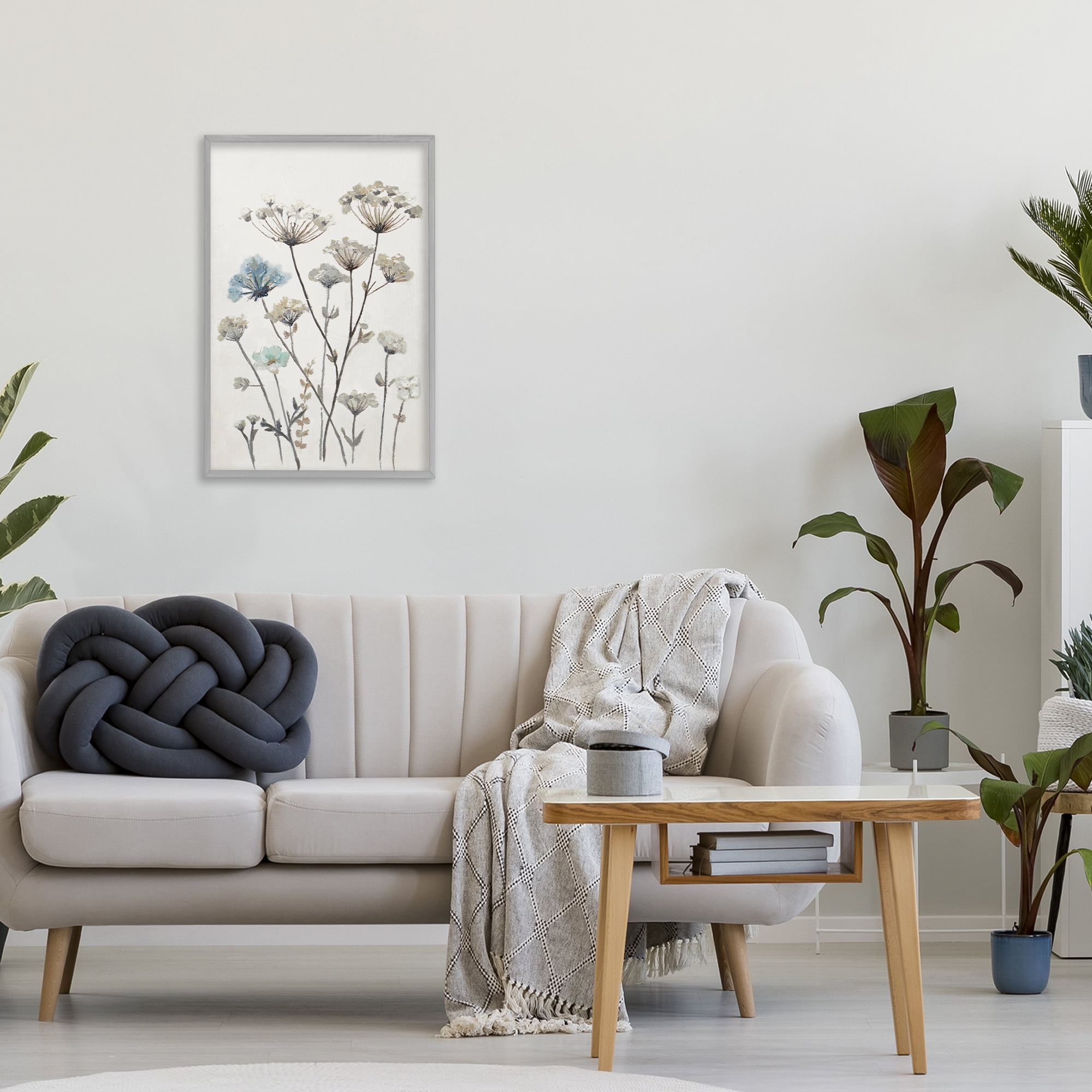 Stupell Industries Neutral Jardin Azul Gray Framed Giclee Art, design by Patricia Pinto