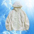 thumbnail image 2 of VeFlora Men's Casual Color Windbreaker - Lightweight Outdoor Sun Jacket with UPF Protection for Spring and Summer Travel(White/S), 2 of 3